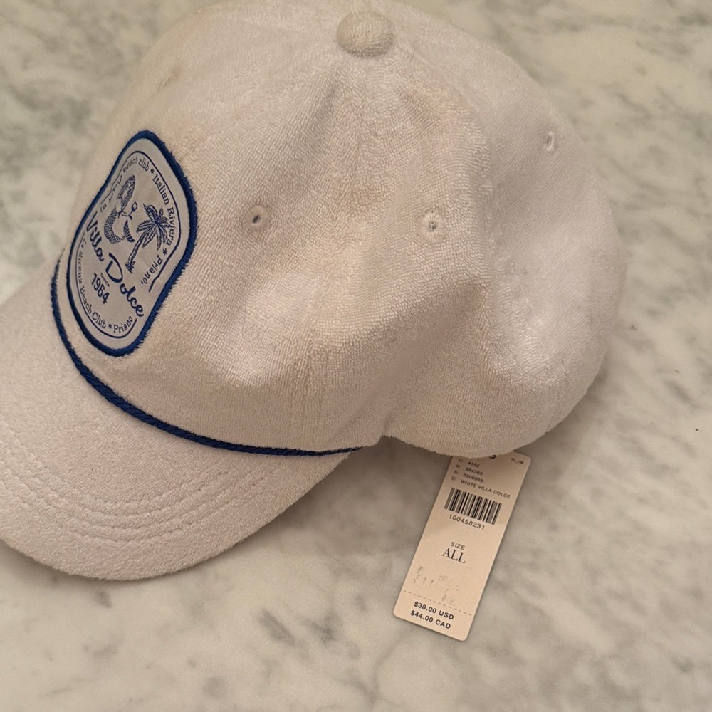Anthropologie Villa Dolce White Terry Cap NWT - Picture 3 of 5